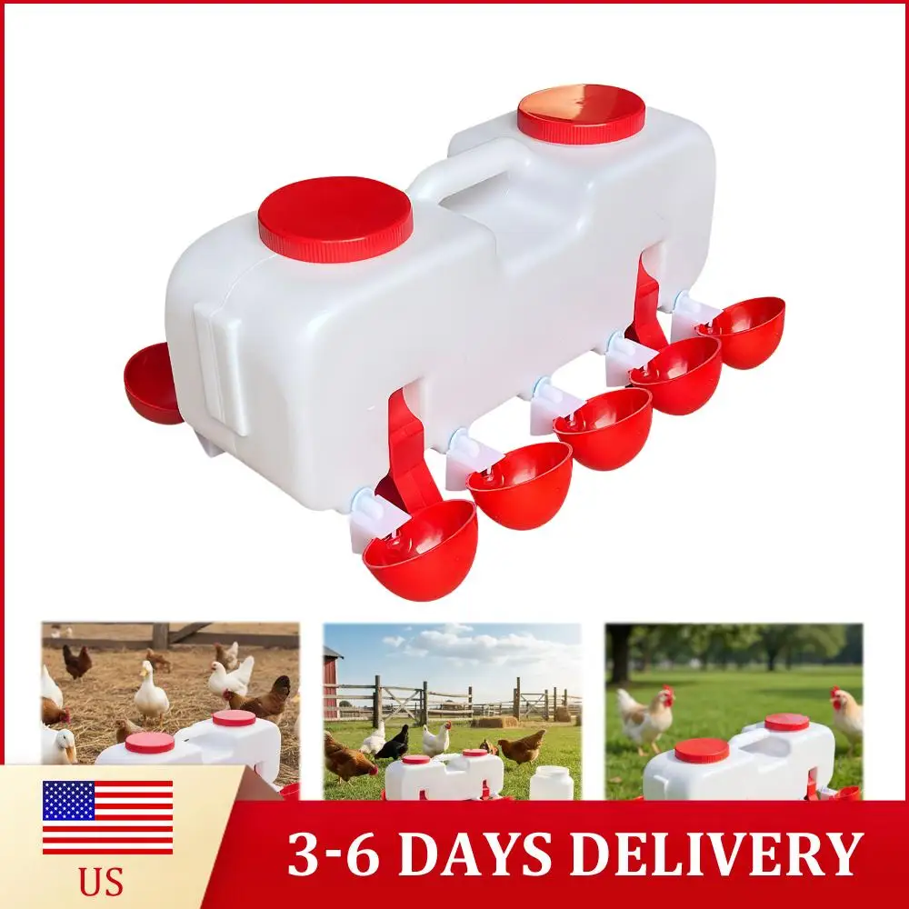 

Автоматическая поилка для кур на 10 кг с функцией самозаполнения и 10 чашками-дозаторами для цыплят, утят, голубей и другой домашней птицы