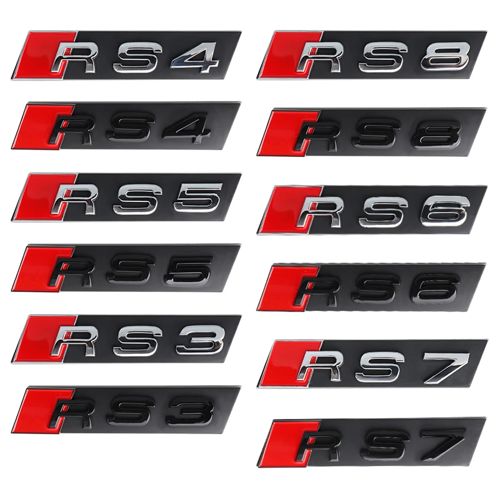 3D ABS RS3 RS4 RS5 RS6 RS7 RS8 Emblem Car Front Grille Badge Tuning Accessorie for Audi A1 A3 8P A4 B5 B6 B7 B8 A5 A6 C5 C6 C7 S