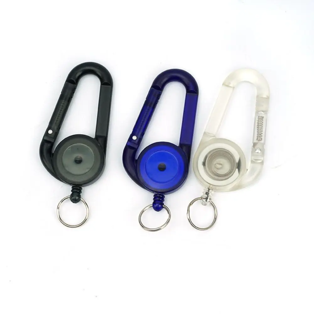 Student Transparent Outdoor Telescopic Anti Lost Badge Reel Clip Easy Pull Buckle Badge Holder Carabiner Keychain
