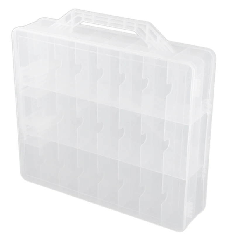 48 Cells 2 Layer Nail Polish Organizer Portable Clear Nail Supplies Needlework Storage Box Adjustable Storage Case