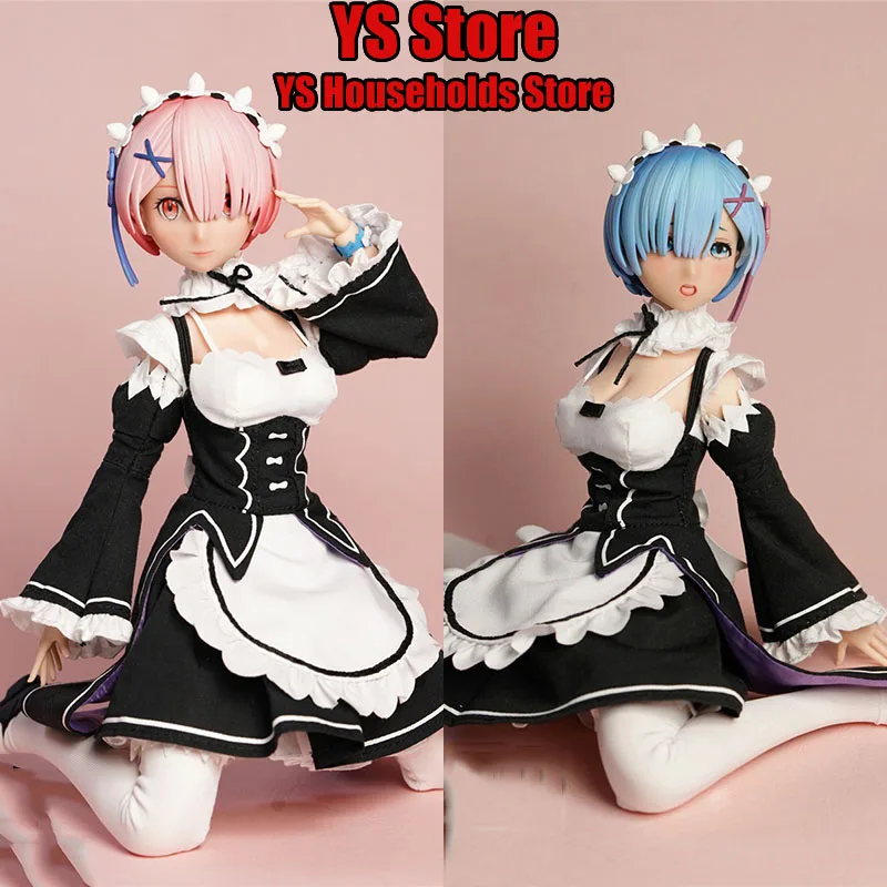 MR.TOYS MT2020-05 1/6 Rem Ram Delicate Comic Painted Beauty Head Sculpt Cute Anime Girl Carving Model Toys Fit 12