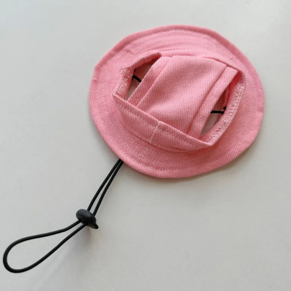 Cotton Pet Sunshade Cap Solid Color Adjustable Pet Fisherman Hat Sun Protection Breathable Dog Cat Bucket Hat
