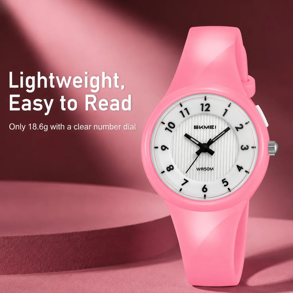 SKMEI 2635 Fashion Women Quartz Watches Female Wristwatches 50M Waterproof Casual Clock EL Light Reloj Mujer Number Texture Dial