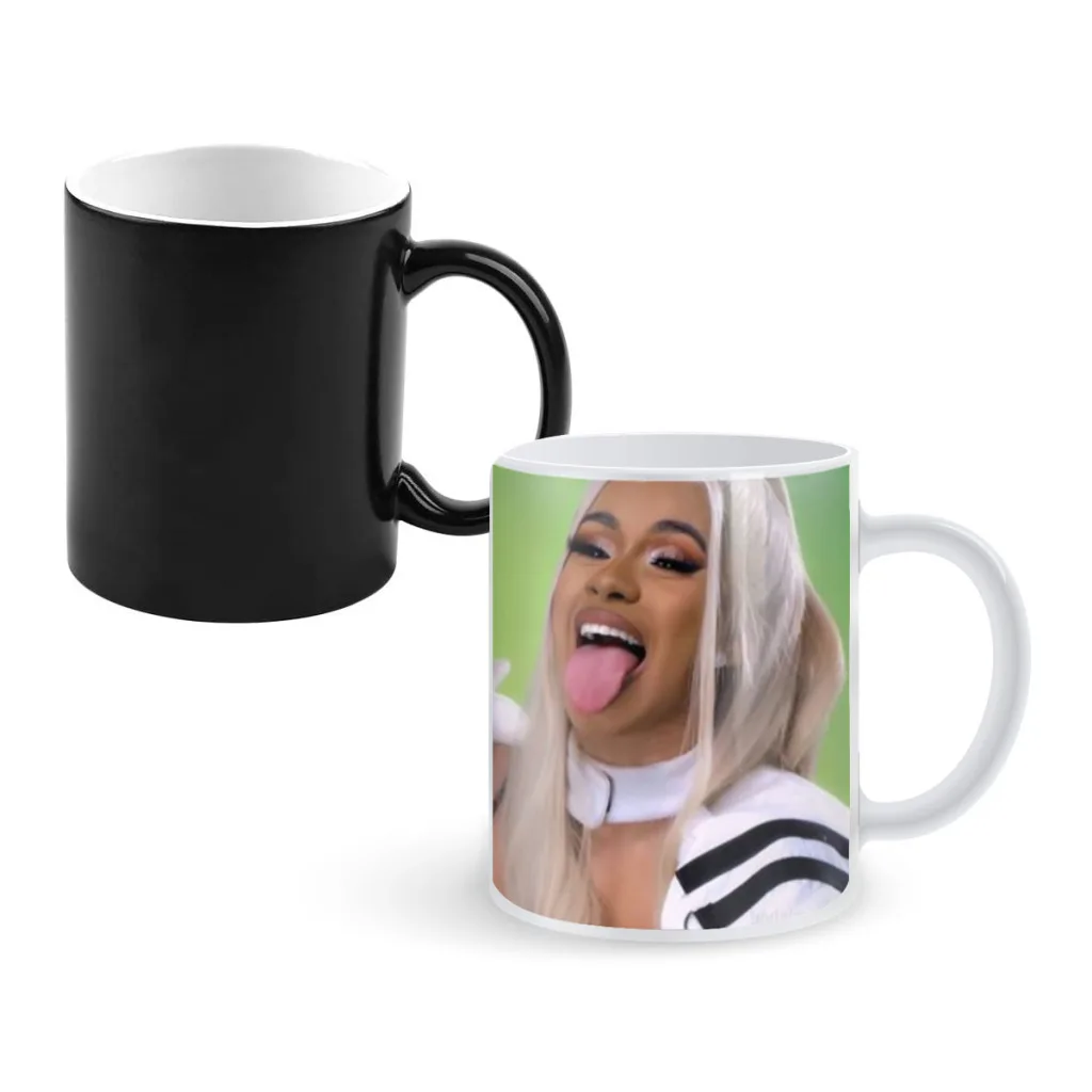 American Pop Rap Hip-Hop Singer Cardi B Coffee Mugs And Mug Creative Color Change Tea Cup Ceramic Milk Cups Novelty Gifts