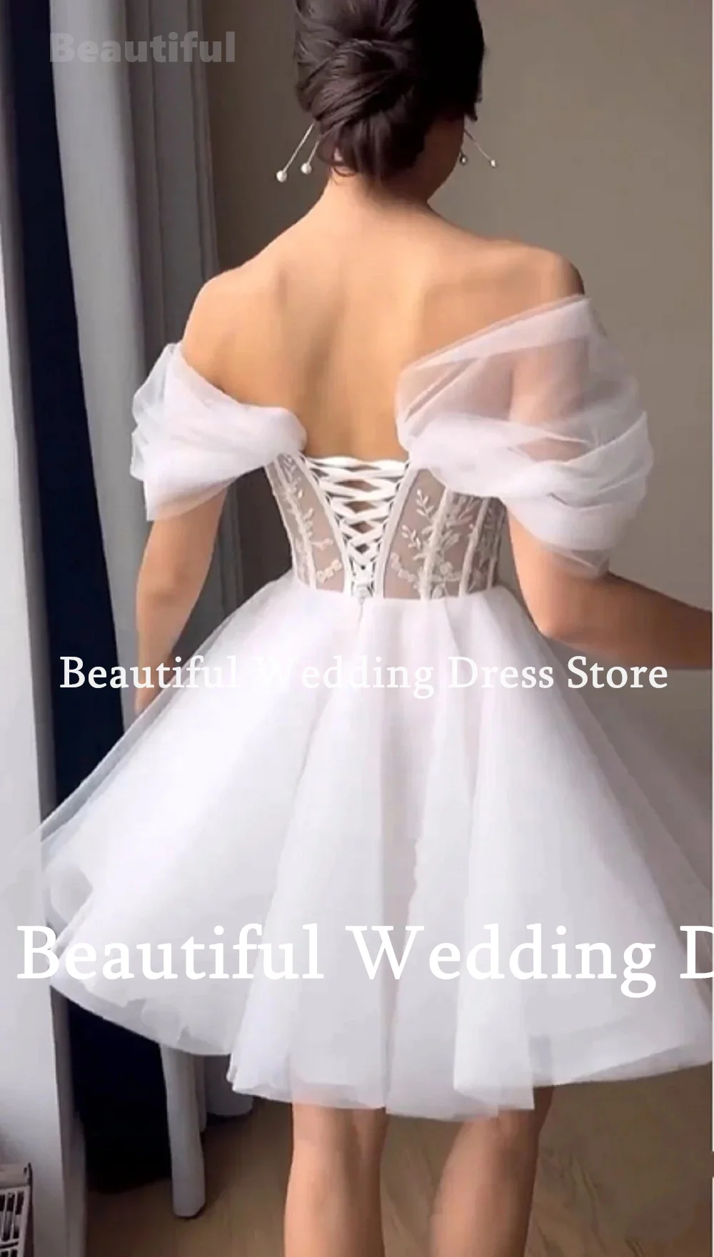 Simple Wedding Dress For Women Off-Shoulder Sleevelss With Flowers A-Line Pure Plain Satin Vestidos New White Split Bridal Gown