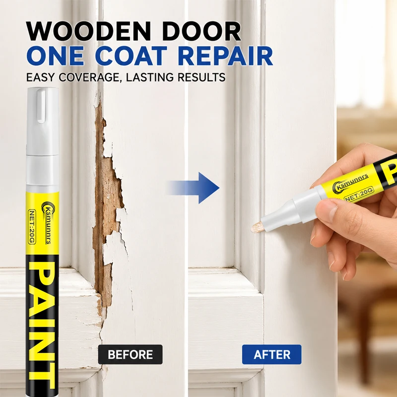 White Furniture Repair Pen, Wood Coloring Marker for Floors, Tables, Desks, Beds and Daily Surface Touch-Up
