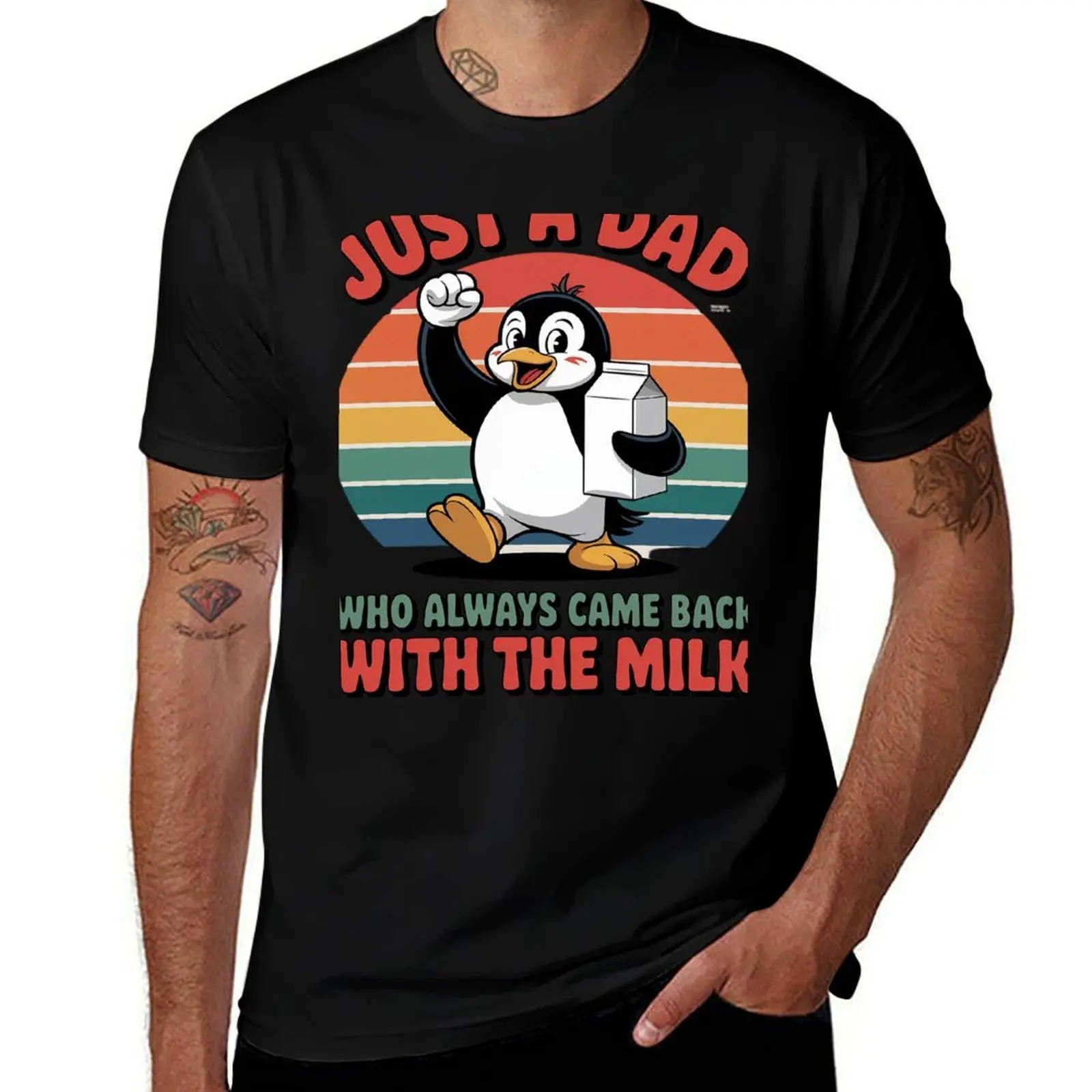 

JPenguin Dad Just a Dad Who Came Back With the Milk T-Shirt fashion shirts blacks vintage t shirt men