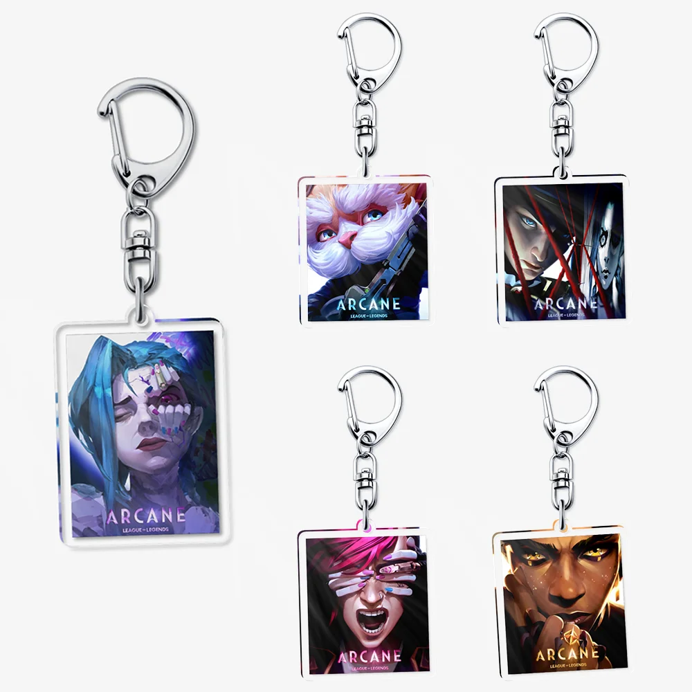 Arcane: League of Legends Jinx Vi Caitlyn Heimerdinger Silco Ekko Jayce Anime Acrylic keychain Pendant Jewelry decoration Gifts