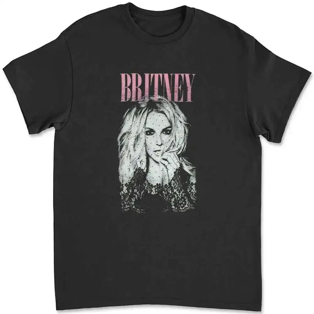 Britney Spears Lace Portrait Black Preshrunk T-shirt 9N5F