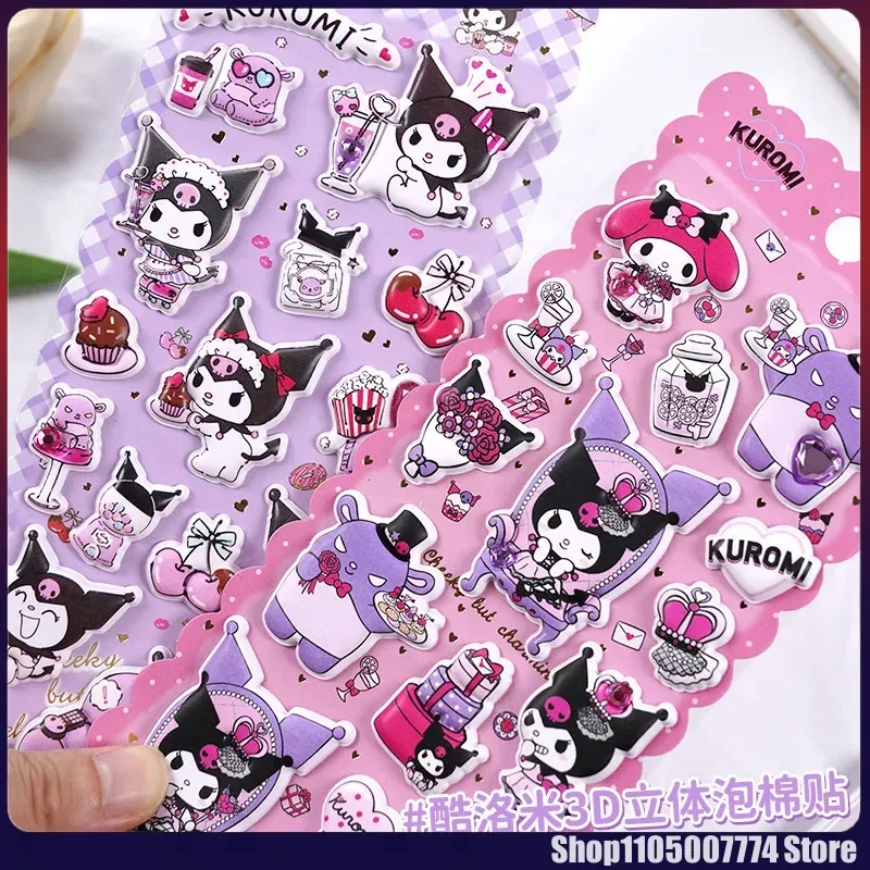 

2pcs Kawaii Kuromi 3d Bubble Stickers Sakura Creative Girl'S Diy Phone Case Camera Decoration Children'S Reward Toy