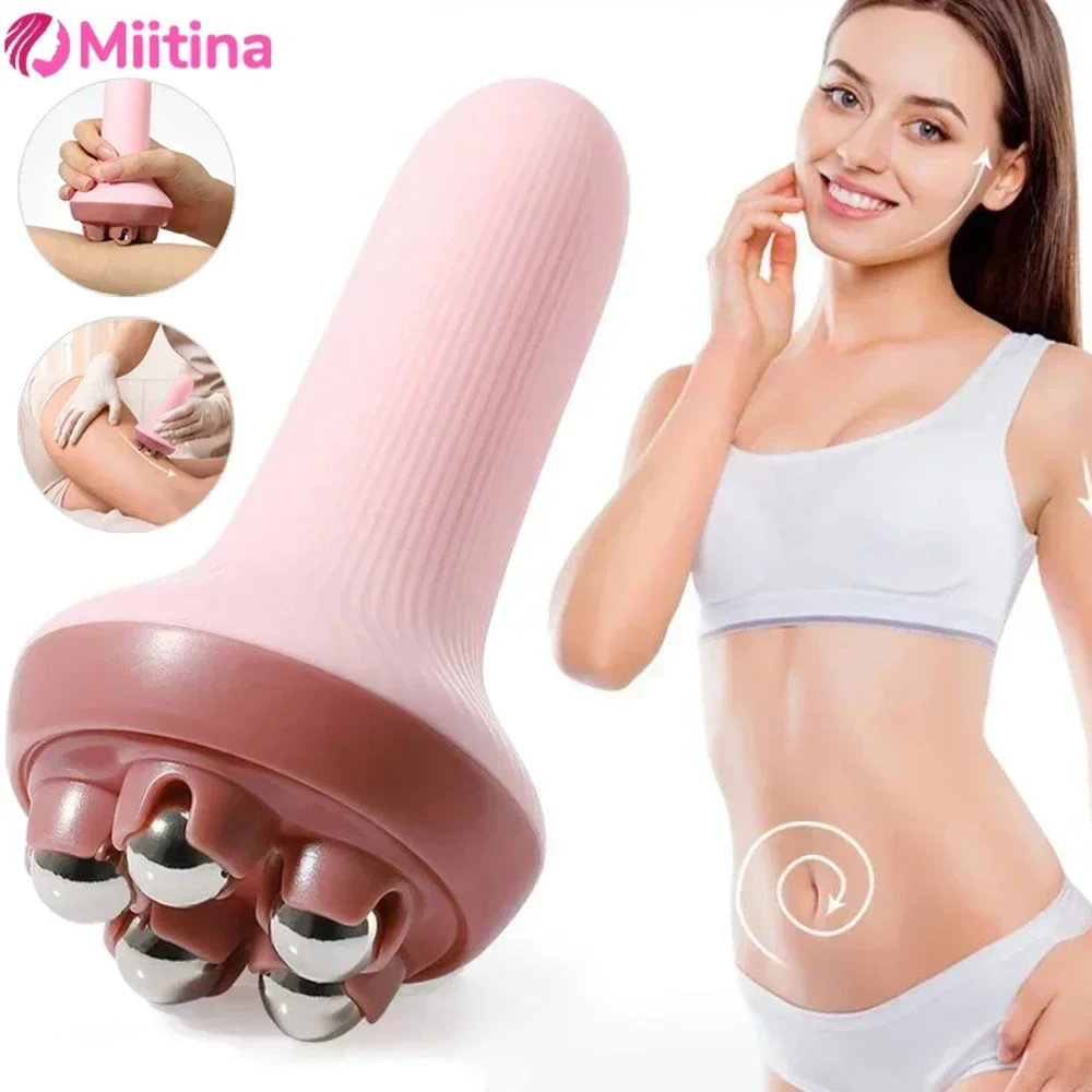 Body Massager Thigh Massager 5 Bead Tool 360 Rotate Balls for Neck Abdomen Thigh Back Body Pain Relief Muscle Relax Deep Tissue