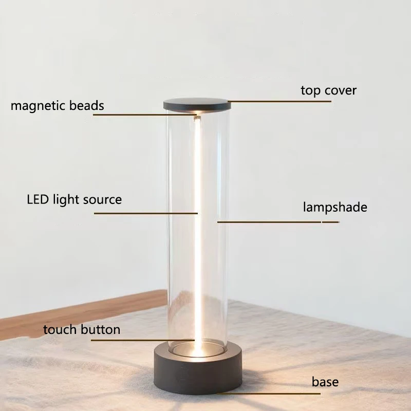 Dreistufig dimmbare, magnetische Ambientebeleuchtung, Nachttischlampe mit Ladefunktion, kreative USB-Schreibtischlampe für Schlafzimmer und als Begleiter im Schlaf.
