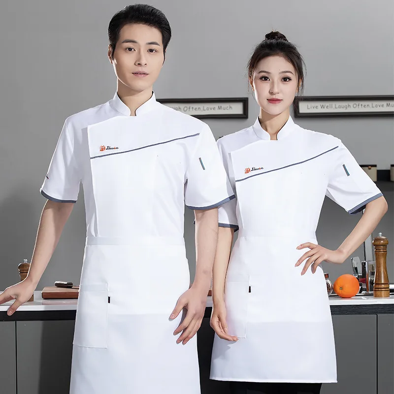

Short-sleeved chef's uniform for men in the kitchen, suitable for catering, restaurants, back kitchens, canteens, bakeries, cake