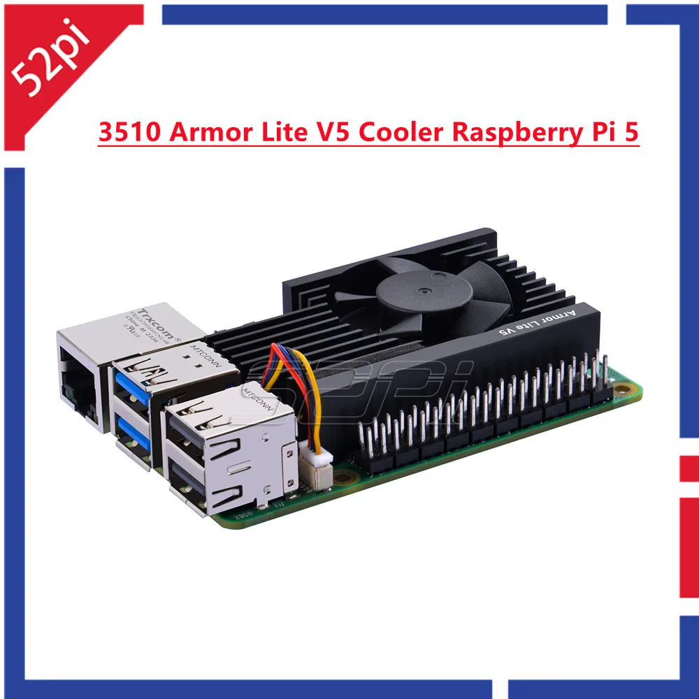 

52Pi Raspberry Pi 5 3510 Armor Lite V5 Cooler Raspberry Pi 5 Cooling Fan