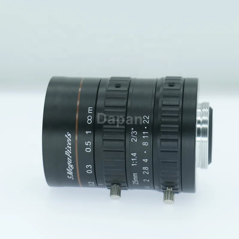 25 мм с фиксированным фокусным расстоянием, 5 МП, 2/3 дюйма, диафрагма F1,4, промышленная линза с ручной диафрагмой и низким искажением, CCTV FA C-Mount