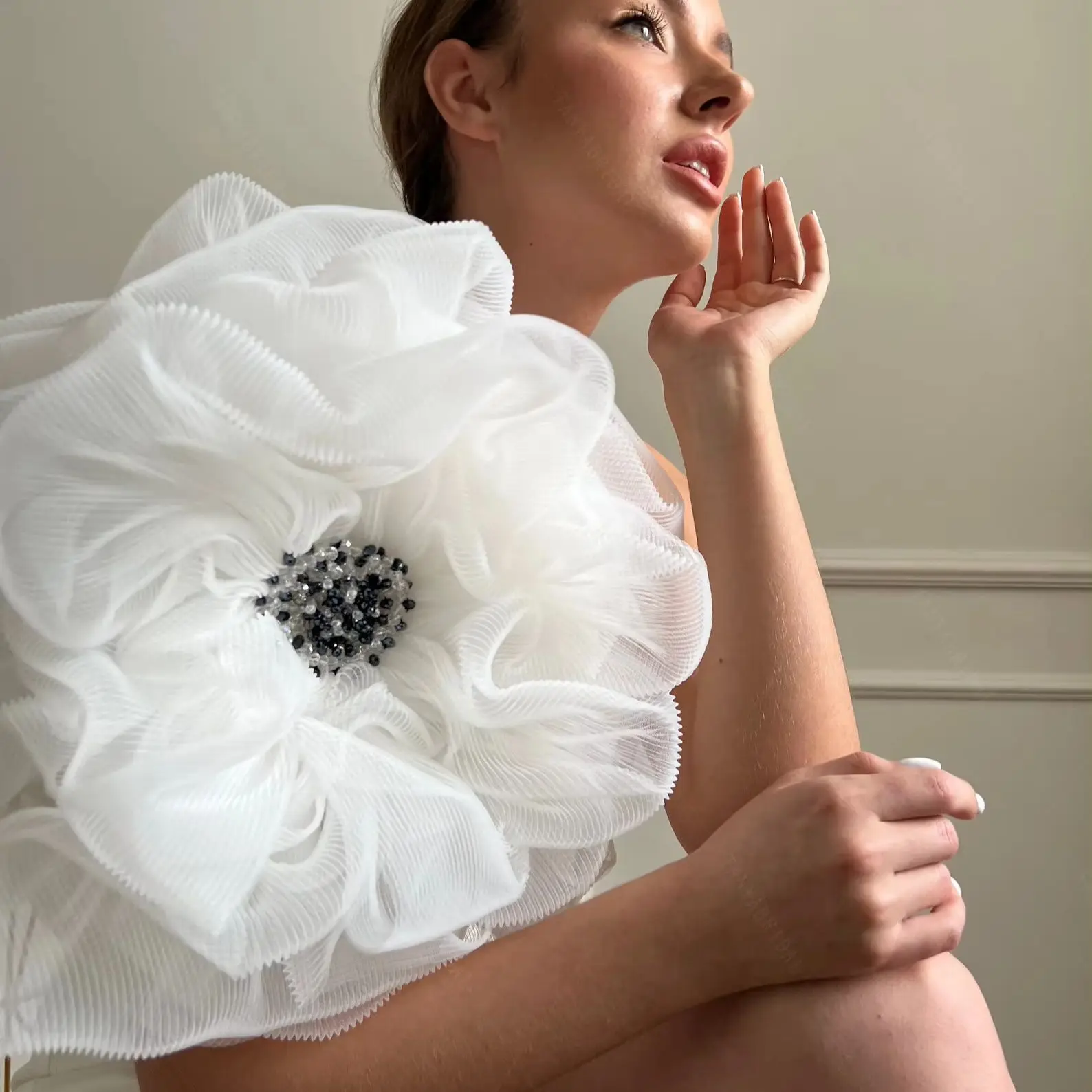 

Puffy Plisse Tulle Big Fashion Flowers Romantic Detachable Wedding Corsage FLowers Bridal Accessories Chic