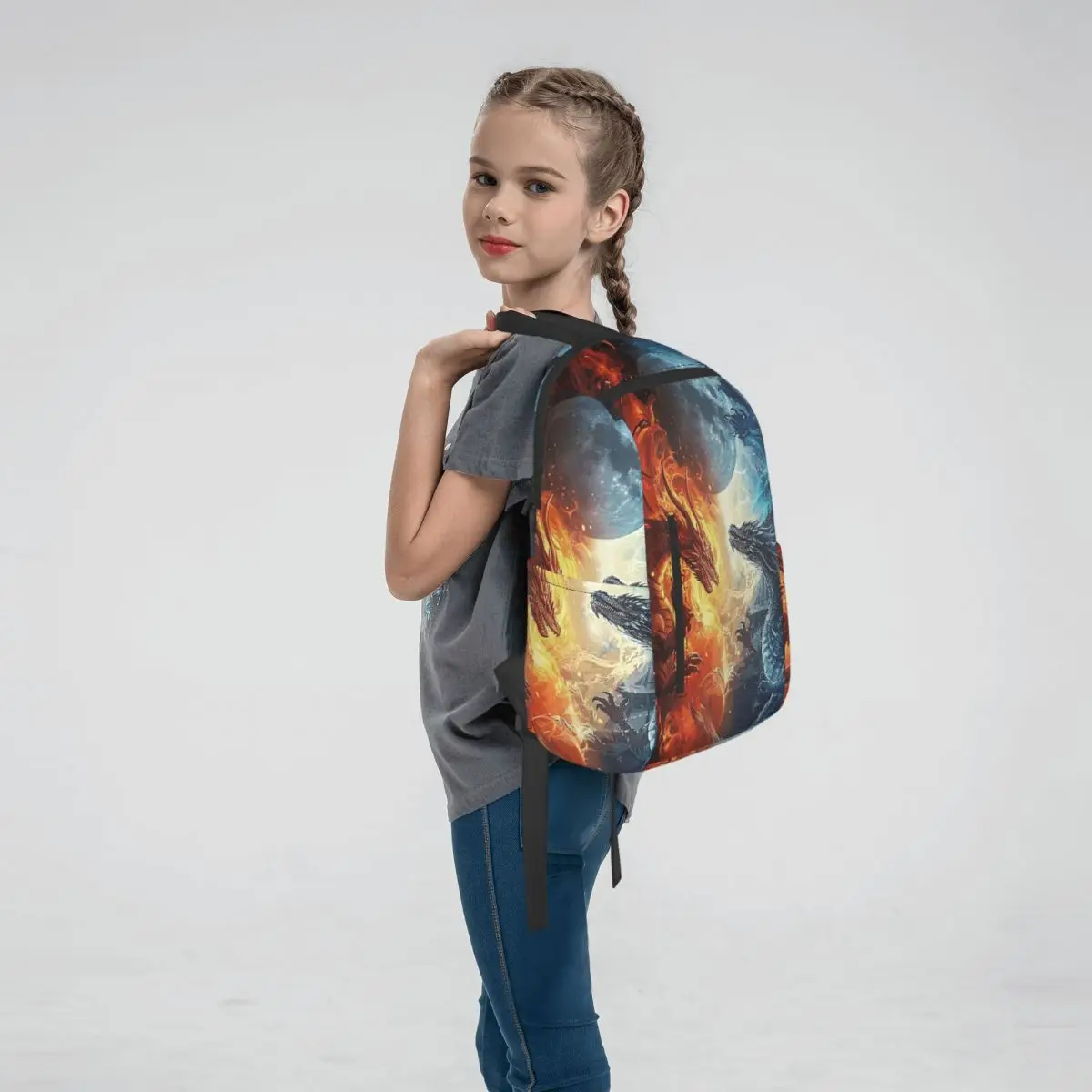 Red Fire Dragon Backpack Large Capacity Boys Girls BookBag School Bag Shoulder Bags for Men Women
