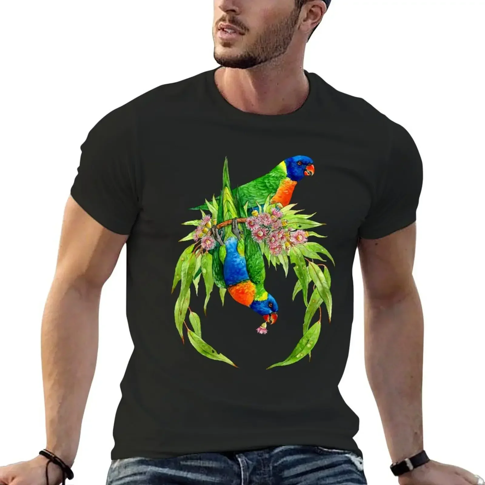 Rainbow Lorikeets Native Wreath T-Shirt graphic shirts funny costumes new edition t shirts for men