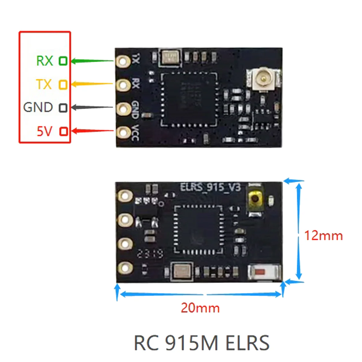 Aocoda ELRS penerima 915MHz 500MW, 20DBm Model kendali jarak jauh penerima UAV CRSF untuk FPV RC Pesawat Drone