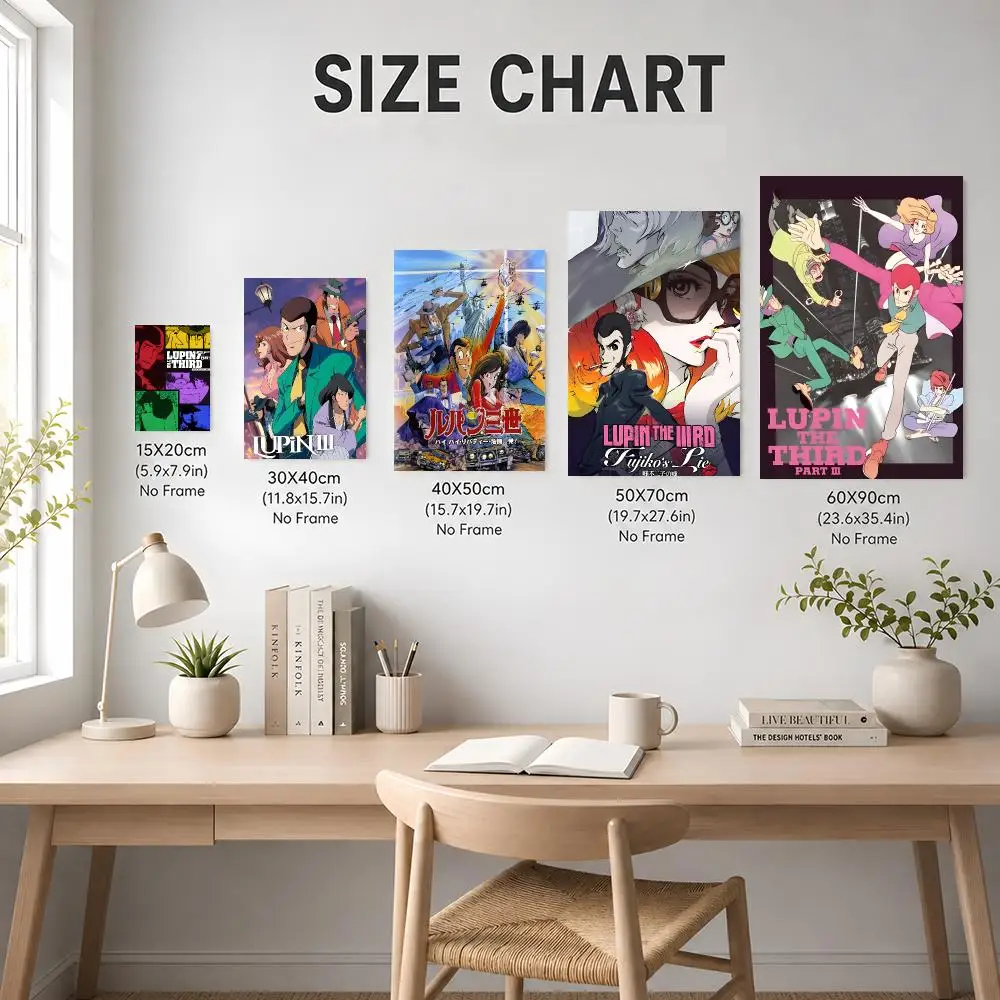Lupin The Third Anime Classic Spy Poster Art HD Advanced Aesthetic Printing Paper Wall Art for Living Room Home Decor