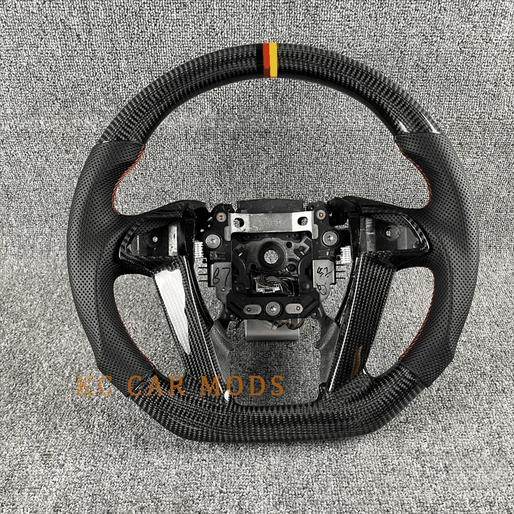 

Индивидуальное черное углеродное волокно, красное, черное, желтое кожаное рулевое колесо в полоску на 2013, 2014, 2015, 2016, 2017, Honda Accord