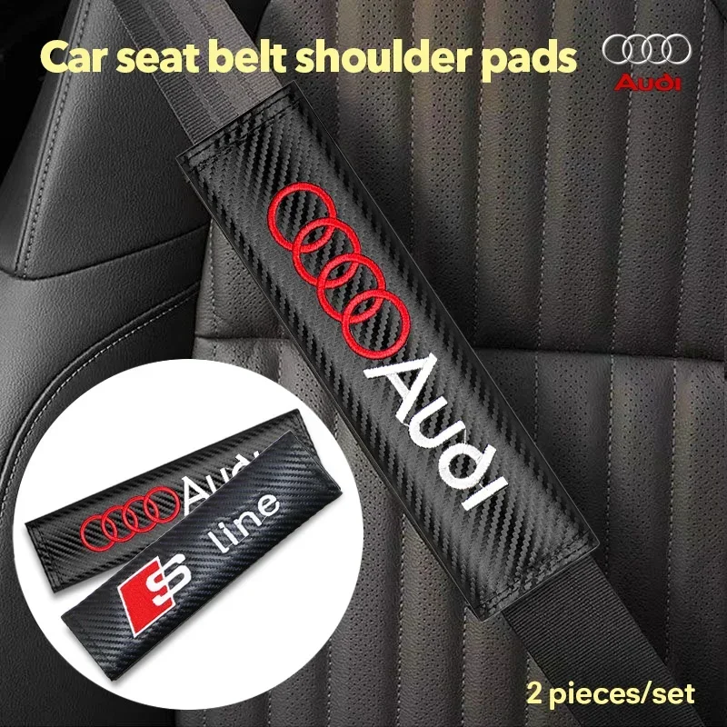 Fundas para cinturón de seguridad de fibra de carbono, accesorios para coche, hombrera para cinturón de seguridad para Audi Sline A1 A3 A4 A5 A6 A7 A8 B5 B6 B7 B8 C5, 2 uds.