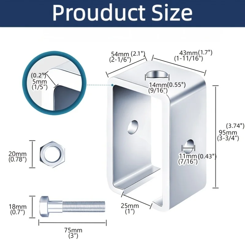 7pcs trolley rail hangers, aisle trolley rails, supporting channel steel rails 1-5/8 inch aisle trolley rails, with tools.