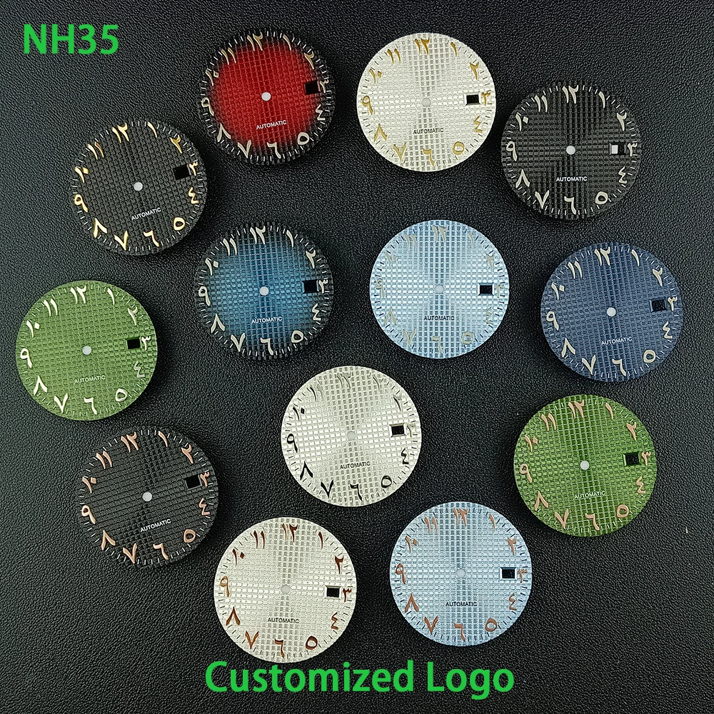 

Мужские часы с циферблатом NH35, индивидуальный логотип 31,7 мм, без светящегося циферблата, подходят для аксессуаров для часов с механизмом NH35