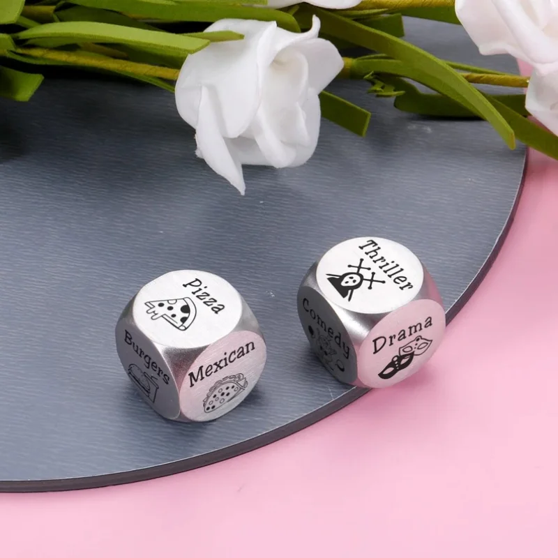 Personalized Date Night Dice, 10th Anniversary Gift,Custom Stainless Steel Engraved Dice , Wedding Gift , Christmas Gift