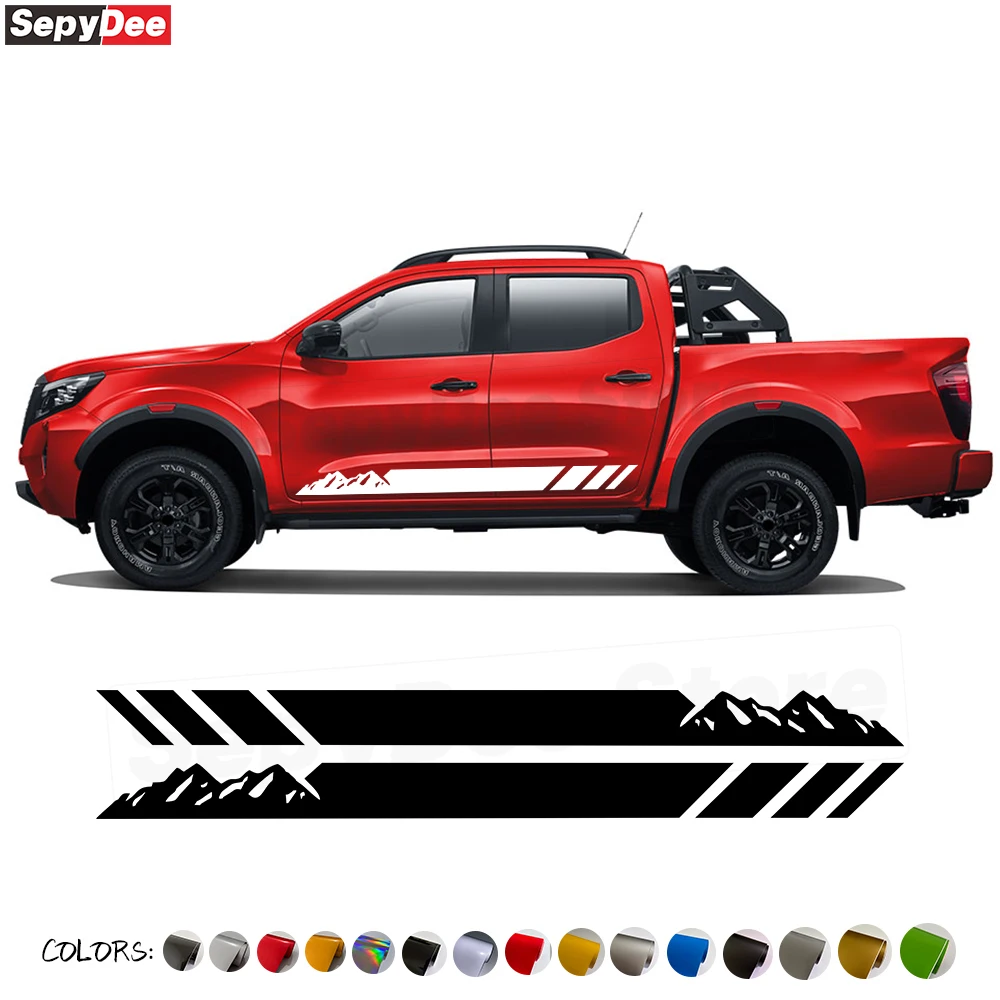 2 Stuks Deur Zijstrepen Sticker Off Road 4X4 Pickup Sticker Voor Nissan Navara Ford F150 Ranger Dodge Ram Toyota Hilux Accessoires