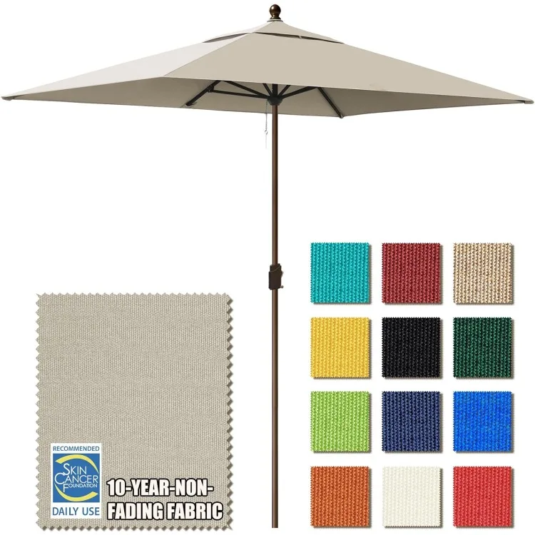 Usa 10-Year-Non-Fading 6.5x10ft Rechthoekige Markt Paraplu Patio Parasol Buiten Tafel Paraplu Met Ventilatie, Antiek