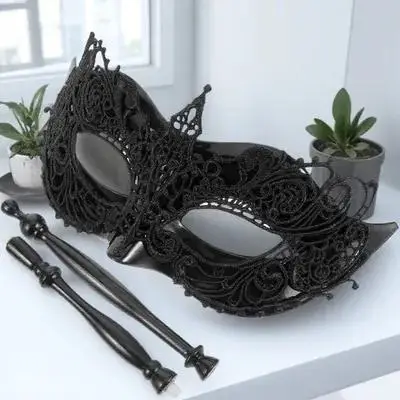 

Elegant Handheld Masquerade For Women Prom Party Lace Decorative Ball Accessories Mardi Gras With Stick Cosplay Party Mask