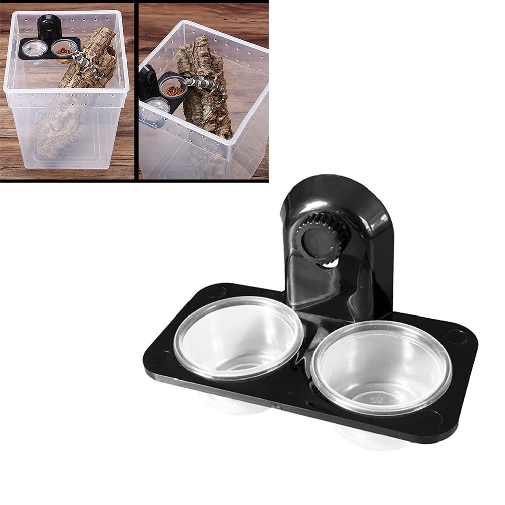 1pc Feeder Glass Cup Double Screw Pattern Pet Food Water For Lizard Turtle Scorpion Thick Transparent Glass Bowl