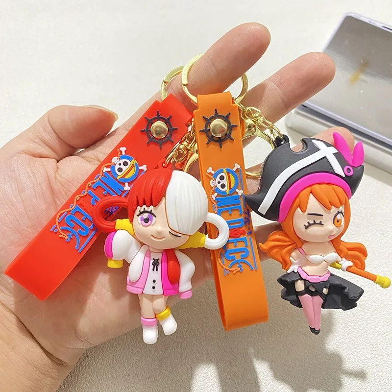 سلسلة مفاتيح على شكل رسوم متحركة يابانية قطعة واحدة لوفي زورو كاواي هدية صغيرة بضائع أنيمي