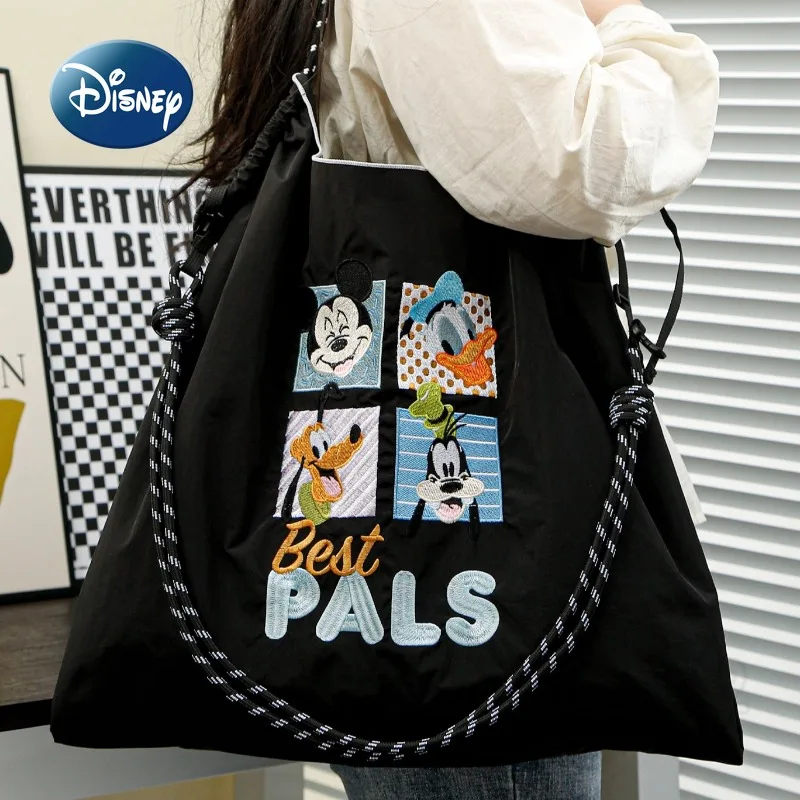 Disney New Women's Shoulder Bag Nylon Embroidered Women's Shoulder Crossbody Bag Cartoon Storage Women's Bag Large Capacity