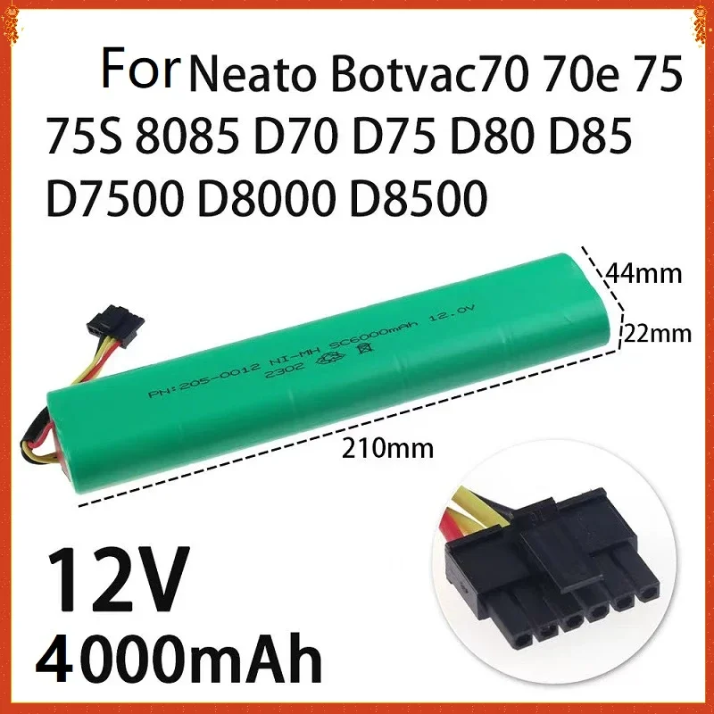 

12V 4000mAh Li-ion replacement battery for Neato BotVac 70e 75 80 85 D75 D85 Vacuum Cleaner for neato Botvac D series