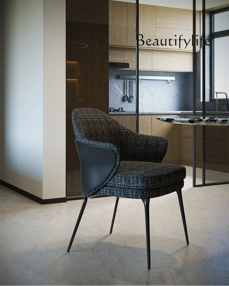 

Dining chair Italian minimalist high-end home designer comfortable cotton and linen fabric high-end fashion