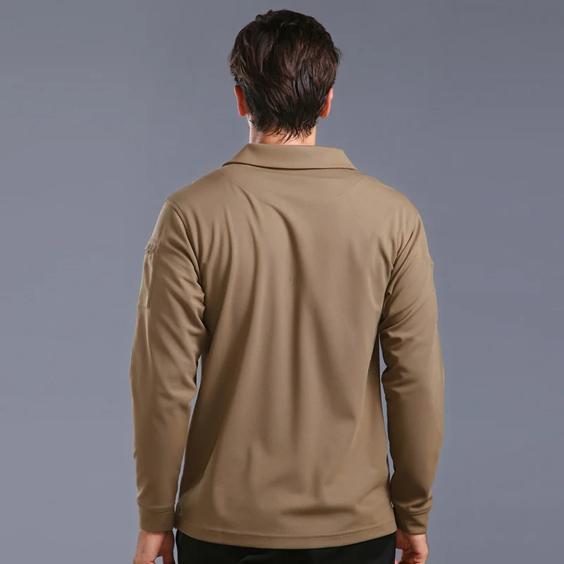 Men Long Sleeve T-Shirt Solid Color Spring Casual Quick Dry Long Sleeve Mens T-shirts Elastic Outdoor Training Hiking T-shirts