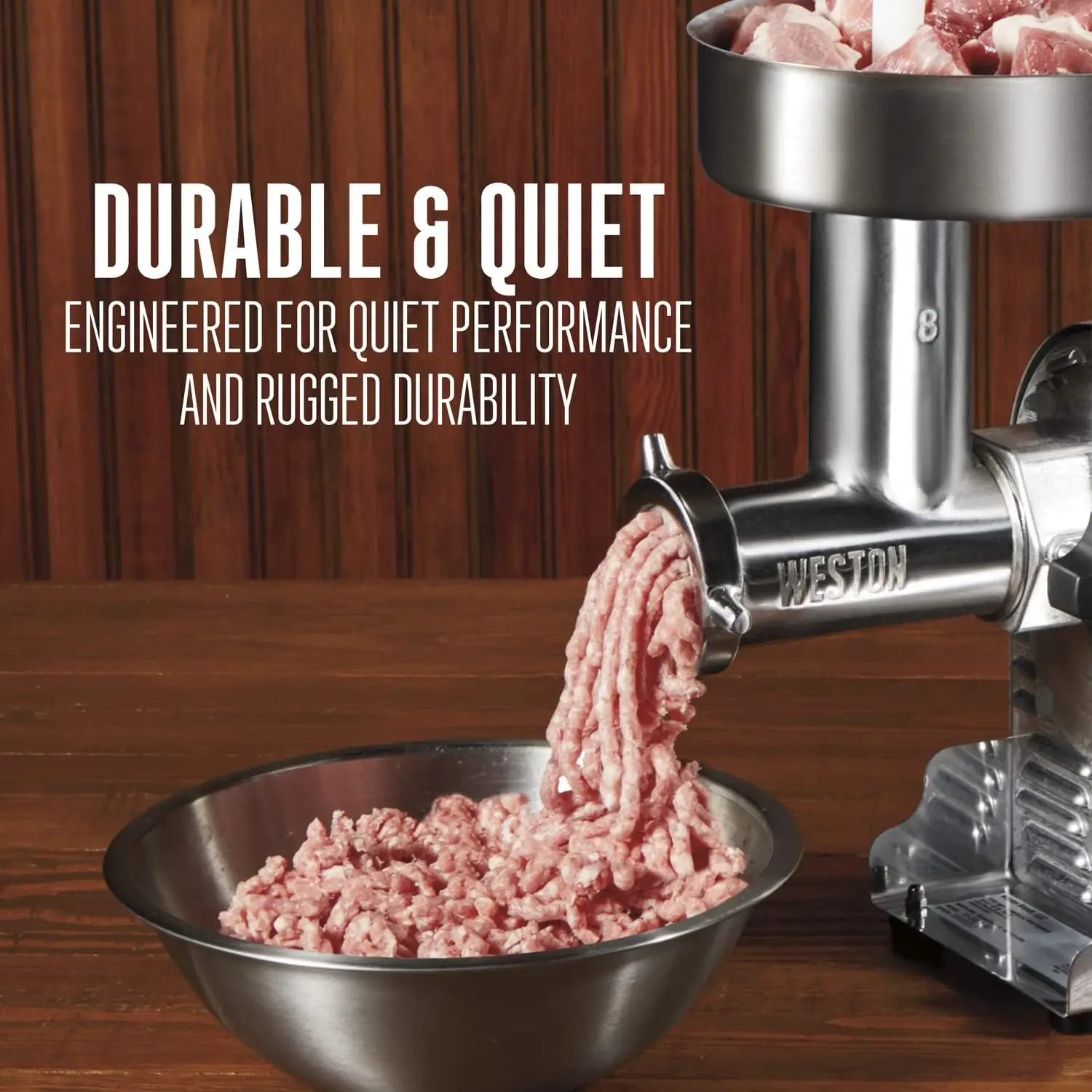 Pro Series Electric Meat Grinder, Commercial Grade, 560 Watts, .75 HP, 6lbs. Per Minute, Stainless Steel (10-0801-W)