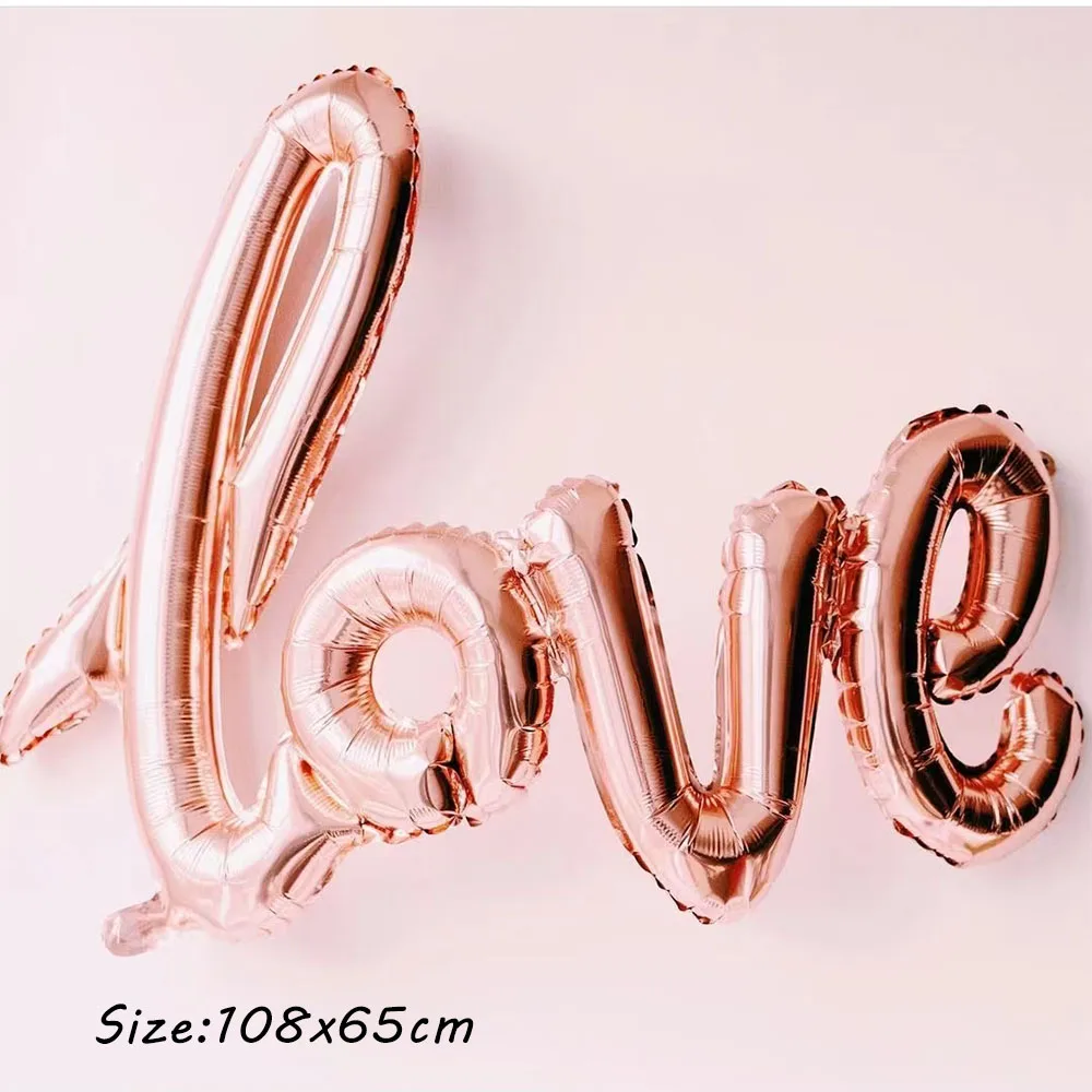 Anillo De diamantes De oro rosa, globos De aluminio, globos De corazón, decoración romántica para fiesta De cumpleaños, Día De San Valentín, juguetes De amor para niña