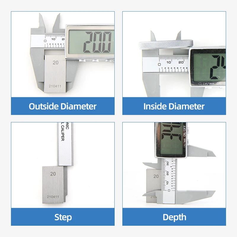 Calibrador Digital de plástico de fibra de carbono, calibrador Vernier electrónico métrico, herramientas de carpintería, micrómetro, instrumentos de medición