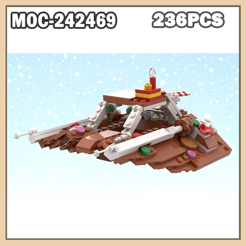

Праздничный снежный пряник, космический корабль, строительный блок, сцена, имитация головоломки, игрушка, креативная кирпичная модель, обучающая игрушка MOC-242469