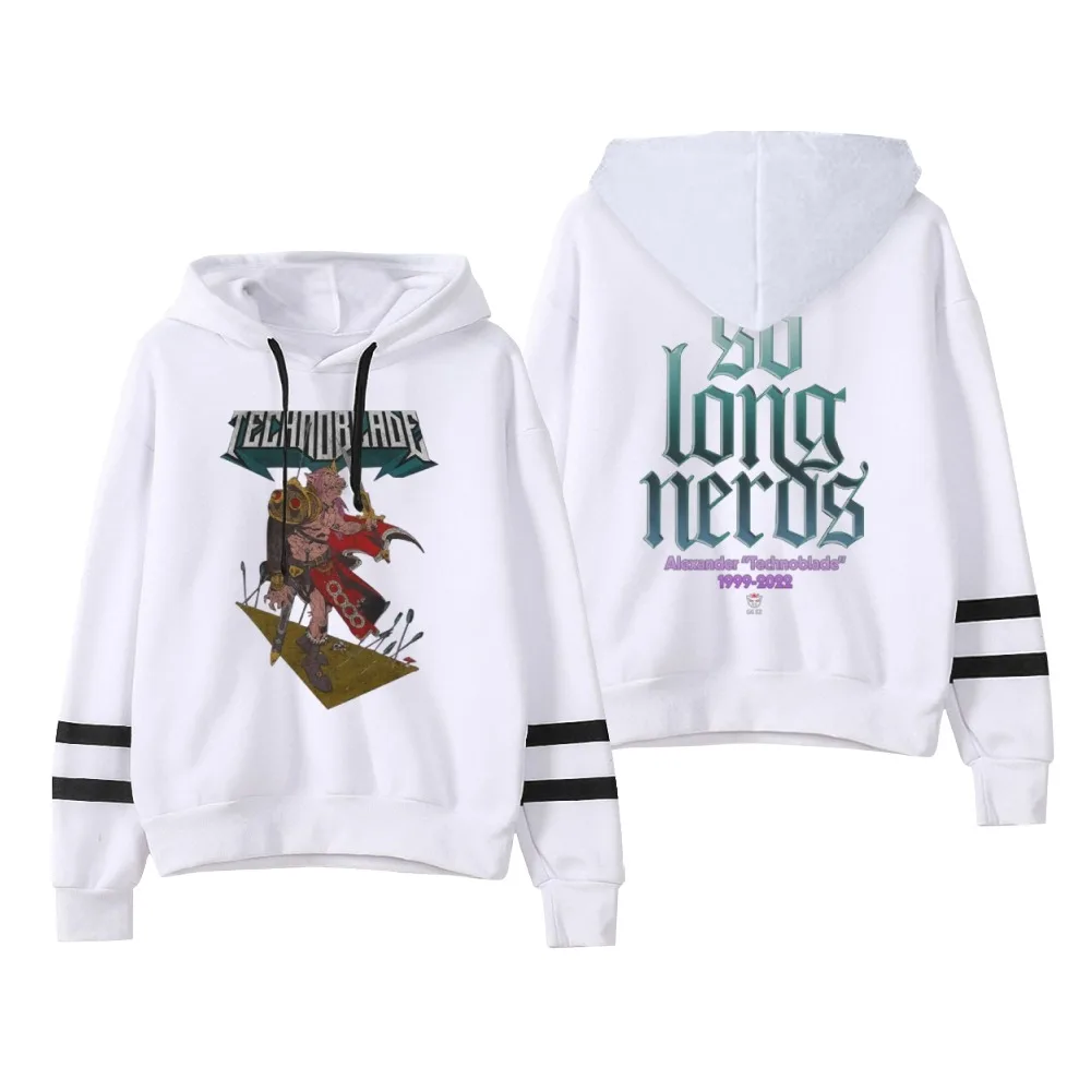 Technoblade Scheur Zo Lange Nerds Unisex Pocketless Parallelle Staven Mouw Sweatshirt Heren Vrouwen Hoodie Rust In Vrede Kleding