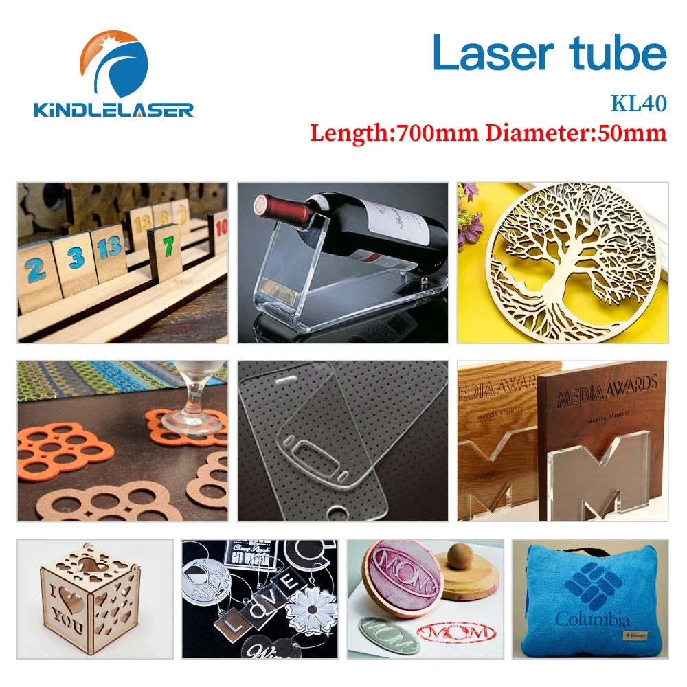 Imagem -06 - Kindlelaser 40w Tubo Laser Co2 Comprimento 700 mm Lâmpada Laser de Vidro Cabeça de Vidro para Máquina de Corte e Gravação a Laser Co2 Série K40