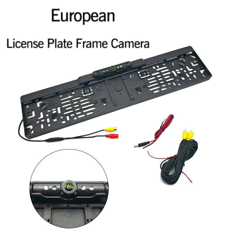 HD Car Rear View Camera EU License Plate Frame Reverse Camera Wide Angle Waterproof Night Vision Fits for Parking Monitor GPS