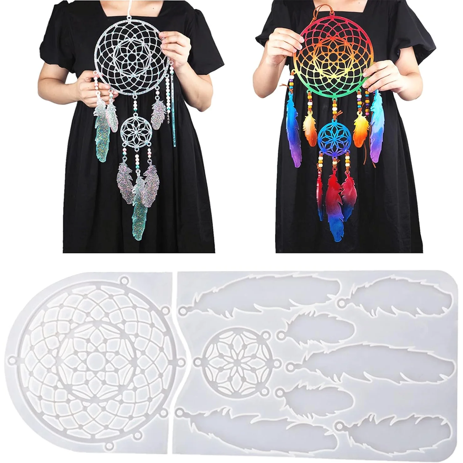 

Large Dream Catcher Silicone Mold DIY Dreamcatcher Epoxy Resin Mold Wall Hanging Feather Pendant Home Decoration