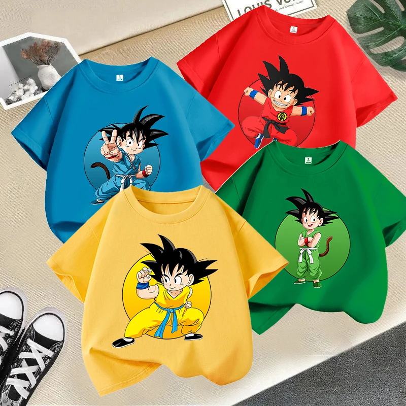 Camiseta de Dragon Ball Goku, ropa para niños, camisetas informales de manga corta con dibujos animados de Anime para niños, camisetas bonitas para bebés, ropa