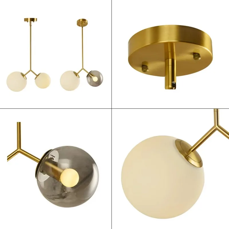 

SANDYHA Nordic Glass Balls Pendant Lights Home Decoration Bedroom Bedside Lamp for Living Room Dining Table Lighting Fixtures