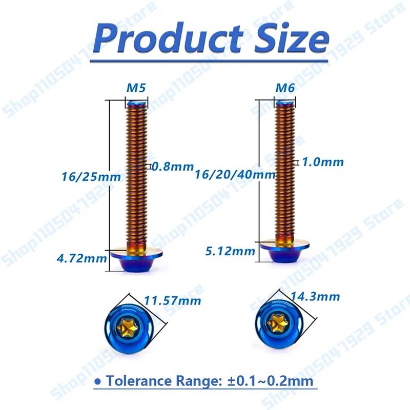 1pc/lot 304 Stainless Steel Bolts M5 M6 x L16/20/25/40mm Plum Head Truss Torx Screws Bolts for Bike Motorcycle