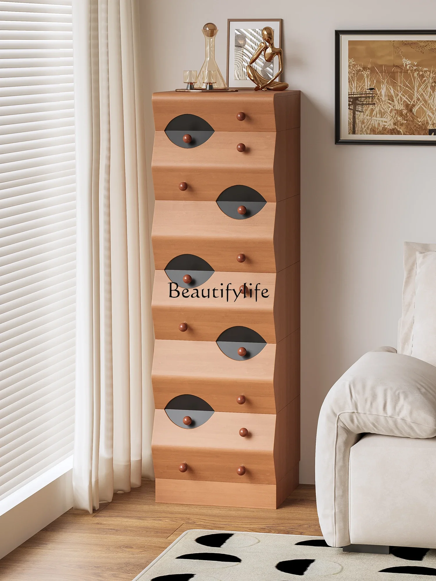 

XX39Modern Minimalist Solid Wood Chest of Drawers Living Room Bedroom Wall Storage Cabinet